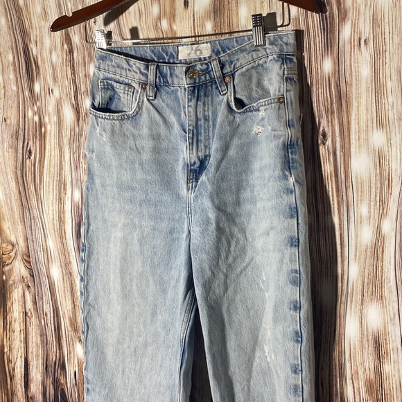 We The Free Jeans-Women's Straight Wide Leg Distressed High Rise 26 - Picture 3 of 11